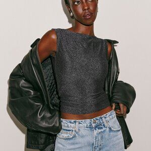 (NWT) Reformation Dusk Knit Top, Color: Silver Sparkle, Size: M